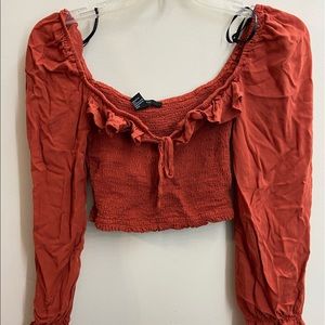 70s style cropped long sleeve